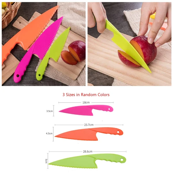 Colorful Children's Safe Cooking Knife Chef Nylon Knives Fruit Bread Cake Salad Lettuce Knifies Plastic Kitchen Tools Set 2022