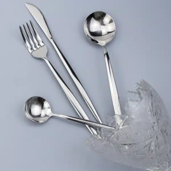 LUCF Hot Famous Design Stainless Steel Cutlery Sets Dinnerware Set Dishwasher Safe Fashion Rounded Spoons Silverware For Kitchen - Image 6
