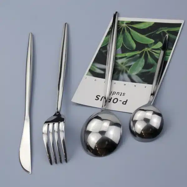 LUCF Hot Famous Design Stainless Steel Cutlery Sets Dinnerware Set Dishwasher Safe Fashion Rounded Spoons Silverware For Kitchen - Image 5