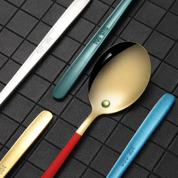 3Pcs/Set Stainless Steel Long Handle Mixing Spoons Fruit Steak Forks Knives Dinnerware Tableware Cutlery Set Kitchen Accessories - Image 5