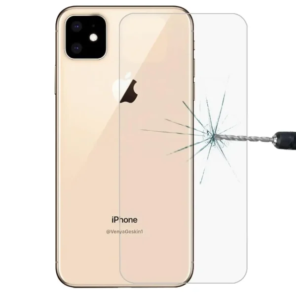 For iPhone 11 Back Film 9H 2.5D Half - Screen Transparent Mobile Phone Tempered Glass Protector Back Film Protective Guard