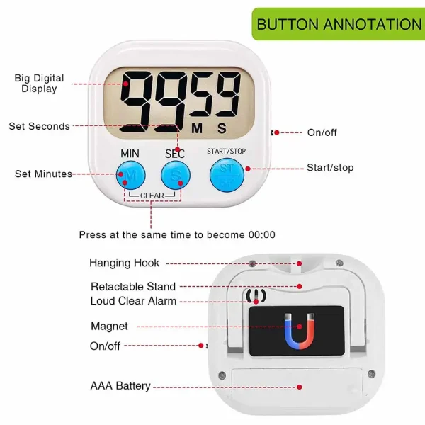 MCDFL Electronic Timer Digital Loud Bell Cooking Kitchen Gadget Sets Gym Stopwatch Fridge Magnets Minuteur Kids Cute Accessories - Image 5