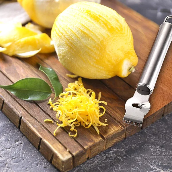 Stainless Steel Lemon Zester Grater With Channel Knife And Hanging Loop Kitchen Gadgets Orange Citrus Fruit Grater Peeling Knife