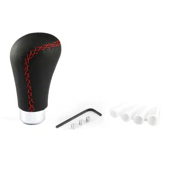 Universal Manual Leather Red/Black Stitch Car Gear Stick Shift Knob Shifter Lever Pen Replacement Gearstick Car Interior Parts - Image 3