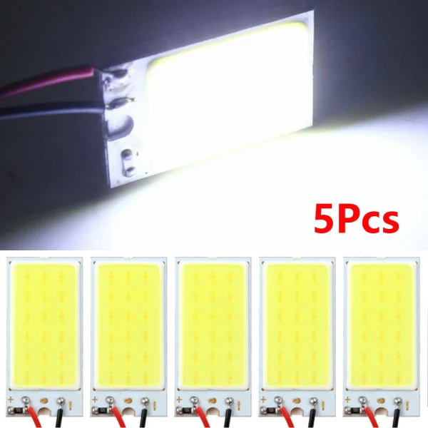 5pcs COB LED Panel Lights LED 12V Lights Bulb Interior Lamps Parts Replacement White Super Bright Car Lighting Accessories