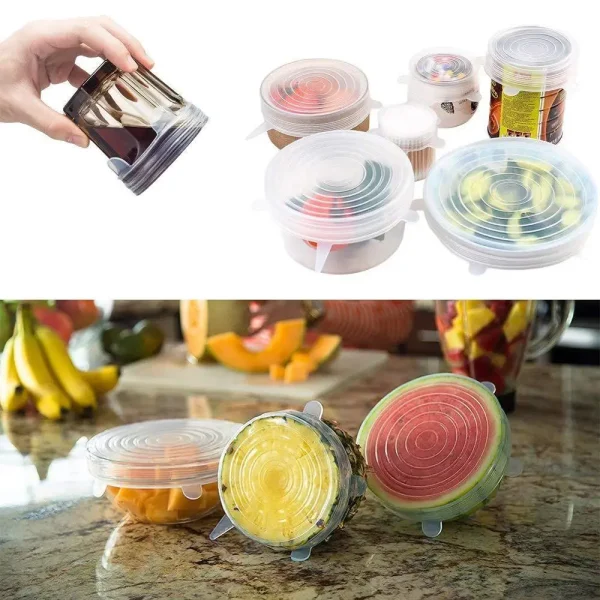 6pcs/set Kitchen Gadget Sets Silicone Lids Durable Reusable Food Save Cover Fits All Sizes Shapes Kitchen Accessories - Image 4