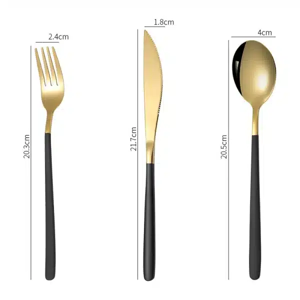 3Pcs/Set Stainless Steel Long Handle Mixing Spoons Fruit Steak Forks Knives Dinnerware Tableware Cutlery Set Kitchen Accessories - Image 6