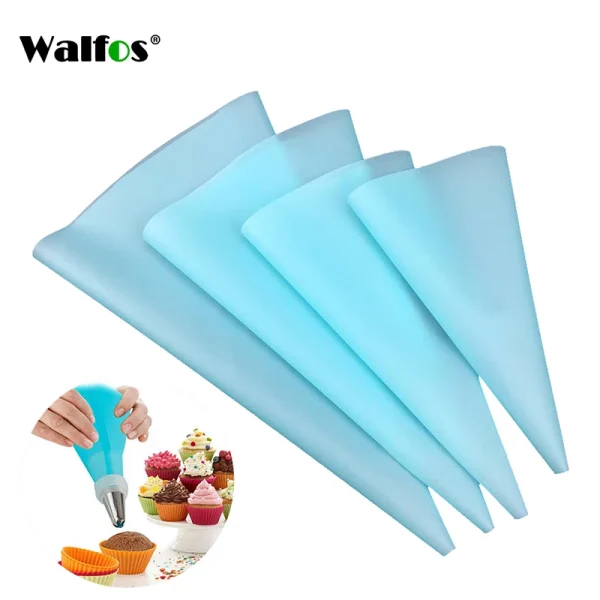 Walfos 4Pcs/1Pcs Kitchen Gadgets Cream Pastry Bag Baking Accessories DIY Cake Decorating Food Grade EVA/TPU Reusable Piping Bags