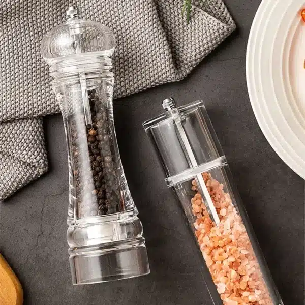Acrylic Spice Pepper Mill Salt and Pepper Black Grinder With Strong Adjustable Ceramic Grinders Kitchen Cooking Tools Gadget Set - Image 2