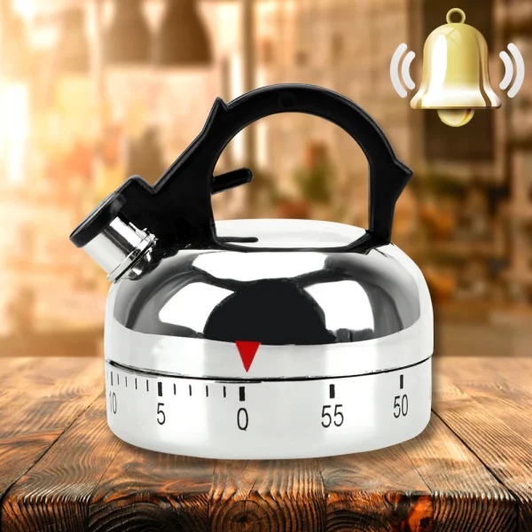 Mechanical Timer Cooking Reminders Tools 60 Minutes Kitchen Timer Kettle Shape Countdown Alarm Reminder Kitchen Tool Gadgets