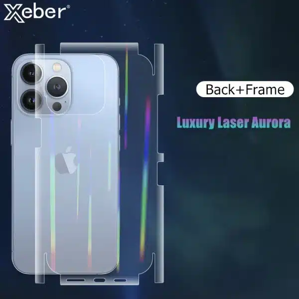 Gradient Laser Aurora Hydrogel Film For iPhone 16 15 14 13 11 12 Pro Max Mini XS XR 8 Plus Screen Protector Soft Full Back Cover