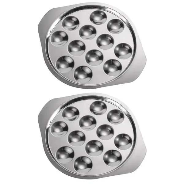 2Pcs Escargot Plate Stainless Steel Snail Plate Conch Baking Tray Kitchen Gadget Tea Cup Heat Cup Tube Spoon Brush Set Cup