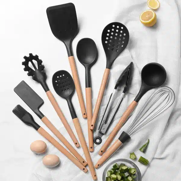 Kitchen Cookware Silicone Kitchenware Non Stick Cooking Pot Gadget Spatula Ladle Egg Beaters Shovel Soup Spoon Utensils Supplies - Image 3