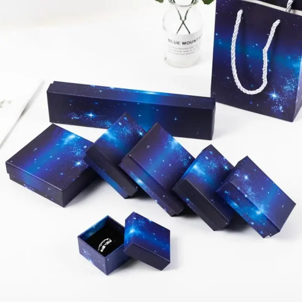 Blue Starry Sky Carton Jewelry Packaging Gift Box Ring Necklace Storage Gift Box Bracelet Box