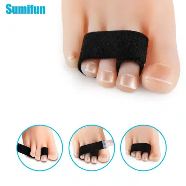 Black Toe Corrector Straightener Orthotics Wrap Cushioned Bandages Hammer Elastic Toe Separator Splints Tape Foot Care Tool