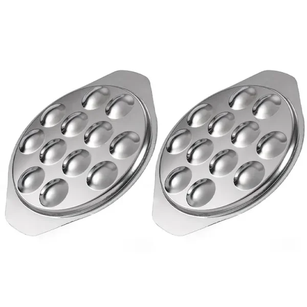 2Pcs Escargot Plate Stainless Steel Snail Plate Conch Baking Tray Kitchen Gadget Tea Cup Heat Cup Tube Spoon Brush Set Cup - Image 3