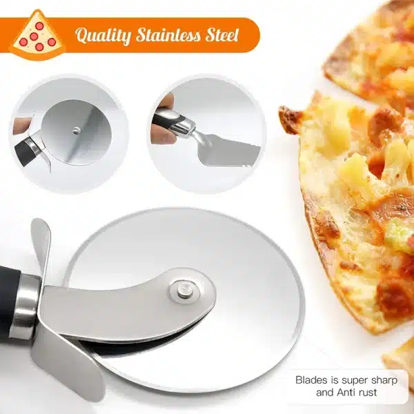 Premium Stainless Steel Kitchen Pizza Cutter Wheel Server Tools Home Knife Waffle Cookies Cake Bread Dough Slicer Baking Gadgets - Image 3