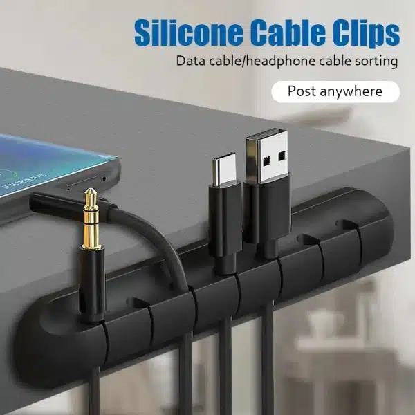 Cable Organizer Silicone USB Cable Winder Desktop Management Clips Cable Holder For Mouse Headphone Wire Organizer Protector