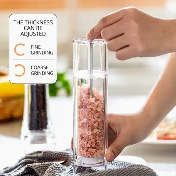 Acrylic Spice Pepper Mill Salt and Pepper Black Grinder With Strong Adjustable Ceramic Grinders Kitchen Cooking Tools Gadget Set - Image 5