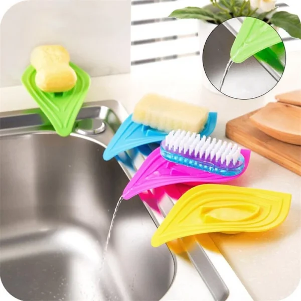 Colorful Leaf-Shaped Antiskid Soap Dish Soap Kitchen Tools Bathroom Gadgets Holder Hanging Storage Box Bathroom Set