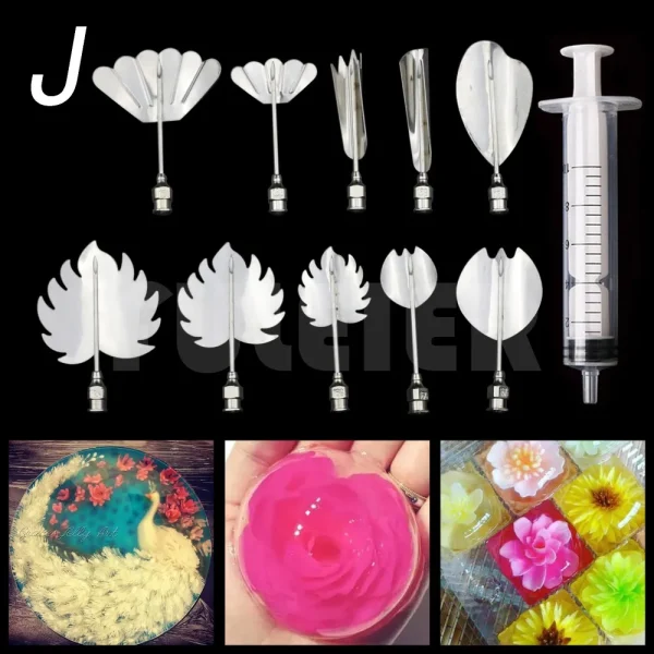 11pcs Metal 3D Gelatin Jelly cake Art Needles DIY Jelly Cake Decorating Tool nozzle set Syringe kitchen gadgets Drop shipping