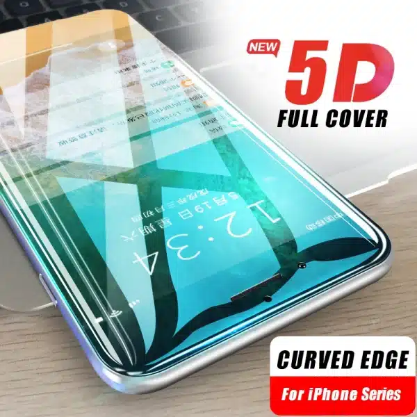 1-2Pcs 5D Curved 9H Tempered Glass For iPhone X XR XS 11 12 13 Mini 14 15 Pro Max 6 7 8 Plus SE 2020 Full Cover Screen Protector