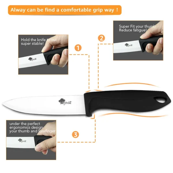 Ceramic Knife Kitchen Chef Knives Meat Utility Slicing Paring Bread Knives White Blade colorful anti-slip handle Cooking tools - Image 2