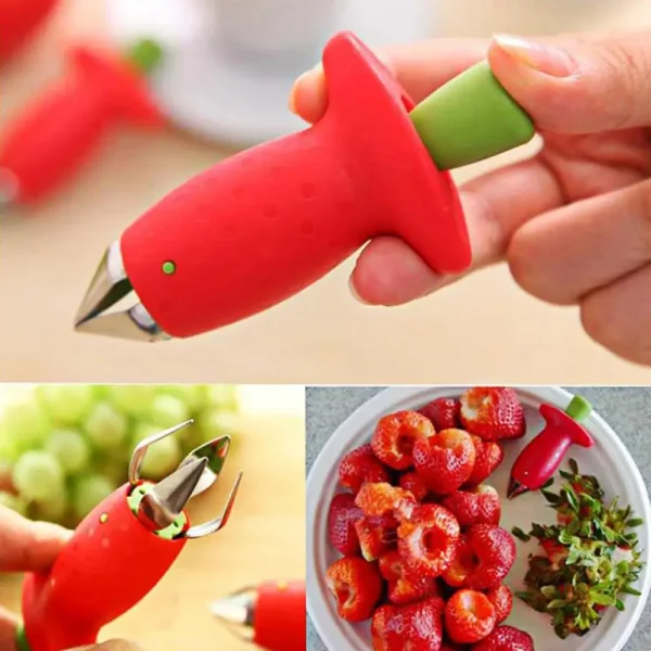Kitchen Fruit Gadget Tools 2pc/ set Strawberry Slicer Cutter Strawberry Corer Strawberry Huller Leaf Stem Remover - Image 5