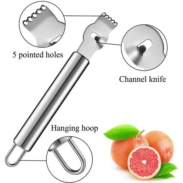 Stainless Steel Lemon Zester Grater With Channel Knife And Hanging Loop Kitchen Gadgets Orange Citrus Fruit Grater Peeling Knife - Image 4