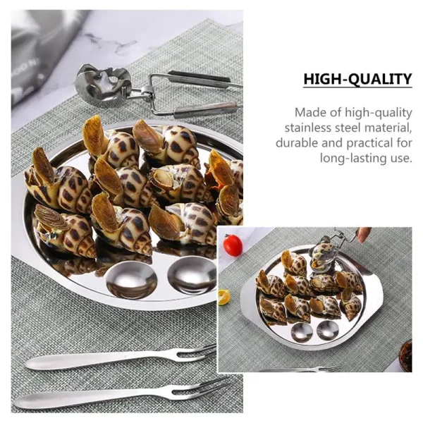 2Pcs Escargot Plate Stainless Steel Snail Plate Conch Baking Tray Kitchen Gadget Tea Cup Heat Cup Tube Spoon Brush Set Cup - Image 6