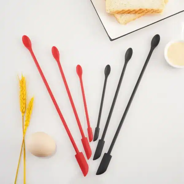 1/3/4Pcs Black Lengthen Mini Soft Jar Cake Cream Jam Scrapers Silicone Makeup Spatulas Butter Knife Kitchen Tools Accessories - Image 6