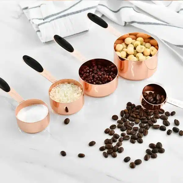 DIY Baking Tool Rose Gold Stainless Steel Measuring Cup 5-piece Set Measuring Cup Set cooking gadgets kitchen tools - Image 3