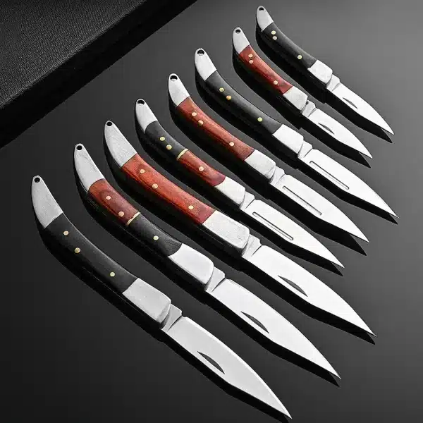 Stainless Steel Mini Kitchen Keychain Folding Knife Sharp Blade Wood Handle Pocket Paring Peeling Knife Edc Camping Survival - Image 2