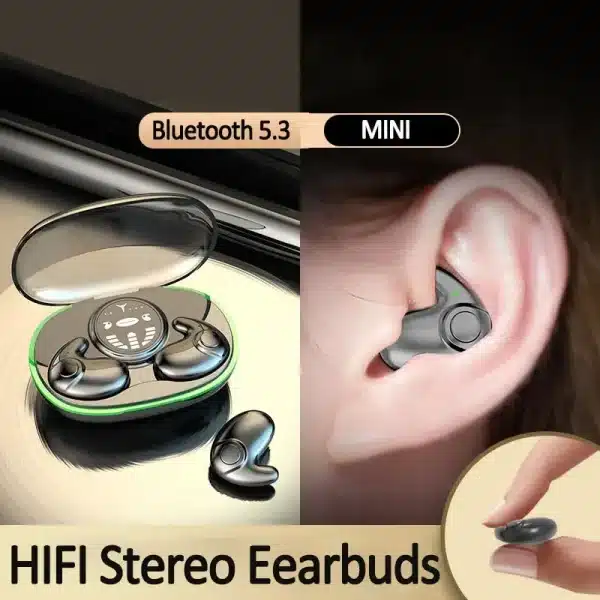 TWS Bluetooth 5.3 Wireless Earphone Invisible Sleep Headphones Hidden Earbuds IPX5 Waterproof Noise Reduction Sports Headset