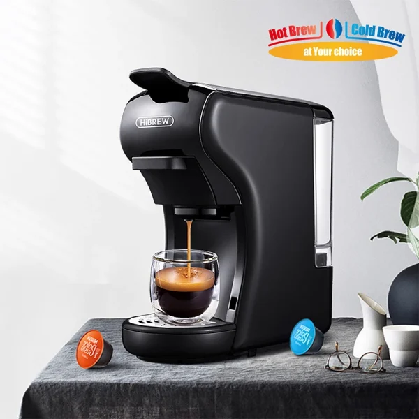 HiBREW Coffee Machine 19 Bar 4in1 Hot & Cold Multiple Capsule Espresso Cafetera Pod Coffee Maker Dolce Milk Nexpresso Powder H1A