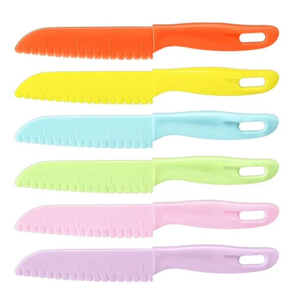 1/2/5Pcs Kids Knife Plastic Fruit Sawtooth Cut Safe Kitchen Toddler Chef Bread Lettuce Cooking Paring DIY Children's Knife Kids