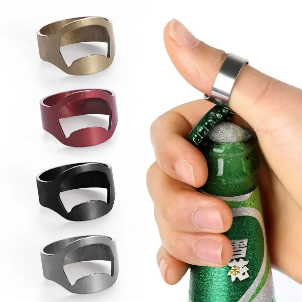 1/3PCS Portable Stainless Steel Home & Living Finger Ring Openers Kitchen Tool Gadgets Beer Bottles Opener Bar Supplies