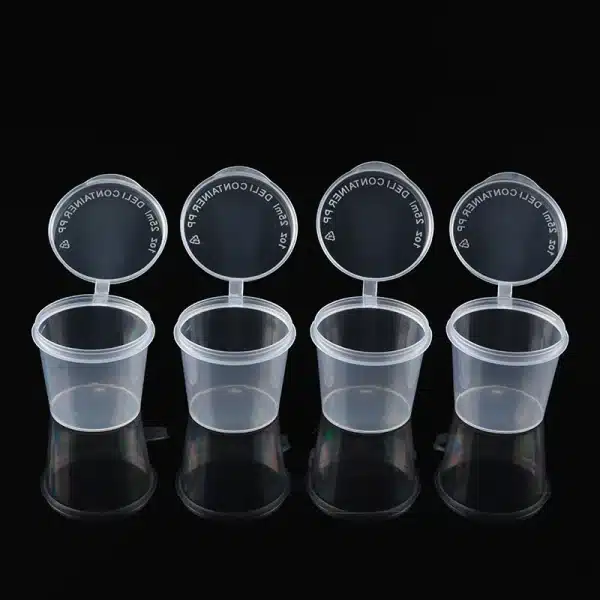 50pcs Clear Plastic Sauce Cups Disposable Plastic Sauce Boxes Cups With Sealing Cap Kitchen Vinegar Soy Sauce Container Gadget - Image 4