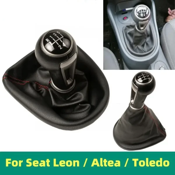 For Seat Leon II Toledo III Altea XL 2005-2012 Gear Shift Knob Gaiter Boot Cover Case Car Accessories Interior Replacement Parts