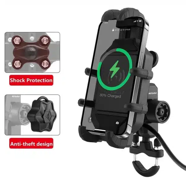 Motorcycle Wireless Charging Phone Holder Cradle 3.0 Quick Charger GPS Moto Support Cellphone Handlebar Mount for 4-7 inch Phone