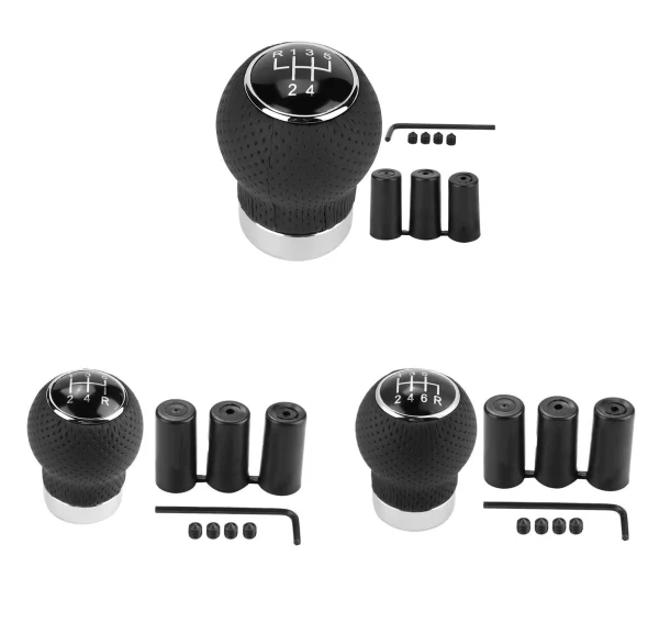 Universal Manual Leather Red/Black Stitch Car Gear Stick Shift Knob Shifter Lever Pen Replacement Gearstick Car Interior Parts