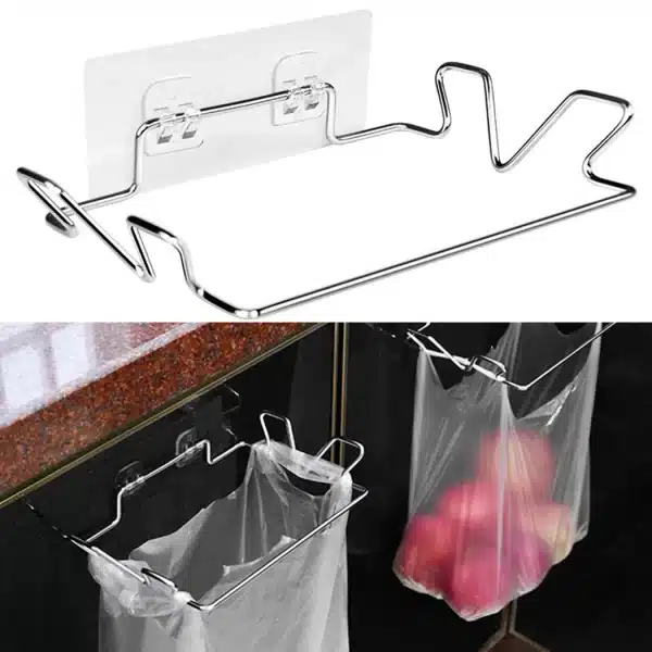 1 Pc Hanging Trash Bag Rack Garbage Over Door Plastic Bag Holder Cupboard Door Rubbish Bin Bag Holder Kitchen Gadgets Hot！ - Image 2