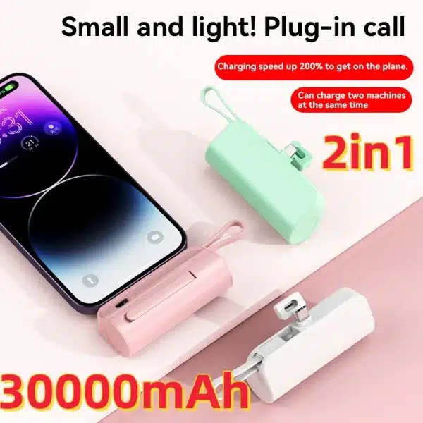 30000mAh Mini Power Bank Capsule Stand Fast Charging Power Bank Portable Spare Battery Charger for iPhone Samsung Fast Shipping