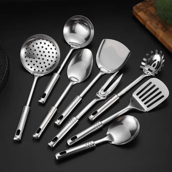 Kitchen Stainless Steel Cooking Spatula Shovel Colander Kitchenware Pots Set Utensils Rice Soup Spoon Cookware Accessories New