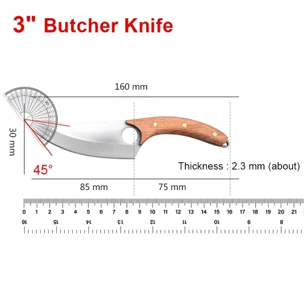 Hand-Froged Boning Knife 5CR15 Stainless Steel Kitchen Butcher Bone Knife Meat Cleaver Slicing Knife 3 Inch Wood Knife - Image 6