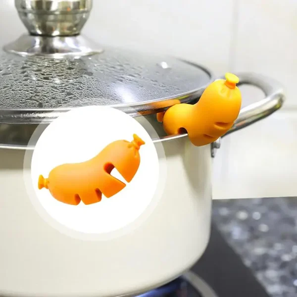 1Pcs Silicone Pot Lid Anti-Overflow Rack Kitchen Gadget Heat-resistant Stoppers Pot Cover Lifter Holder Safe Creative Gadget - Image 4