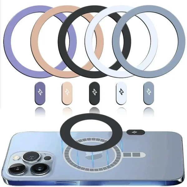 5-1Pcs Universal Metal Plate Ring for Magsafe Magnetic Wireless Charger Iron Sheet Sticker Car Phone Holder for IPhone 15 14 13