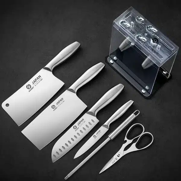 1-7pcs Chef Knife Set Hollow Handle Knife Set Stainless Steel Household Slicing Kitchen Knives Meat Cleaver Chopping Knife - Image 3