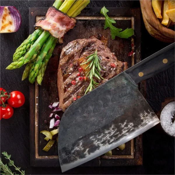 Full Tang Chef Knife Handmade Forged High-carbon Clad Steel Kitchen Knives Cleaver Filleting Slicing Broad Butcher knife