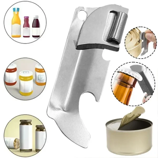 Kitchen Tools Stainless Steel Can Opener 2-in-1 Folding Bottles Opener Labor-saving Adjustable Opener Gadget Cans - Image 3